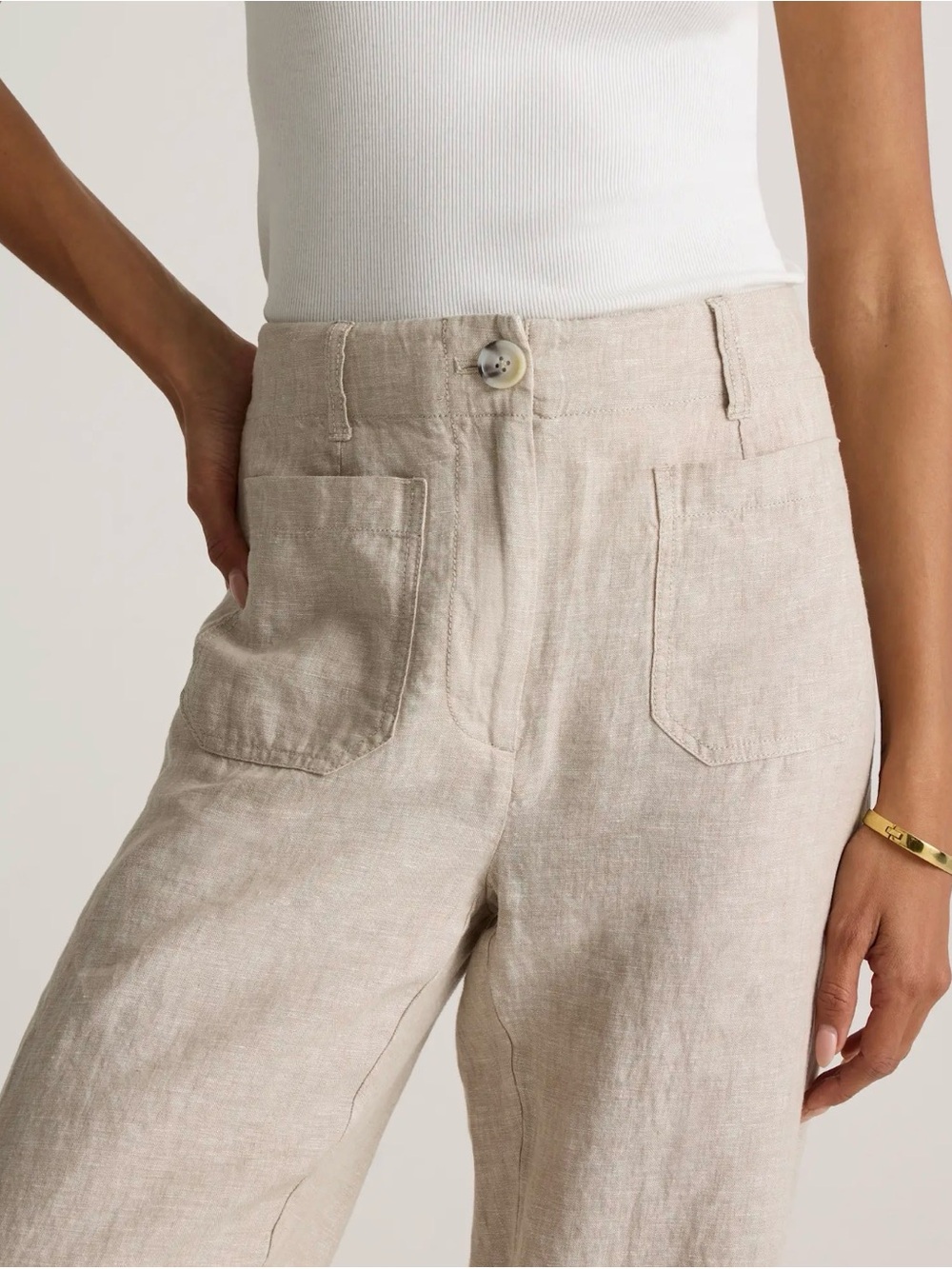 Quince 100% European Linen Patch Pocket Wide Leg Pant - Picture 4 of 8